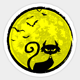 Full Moon Cat Sticker